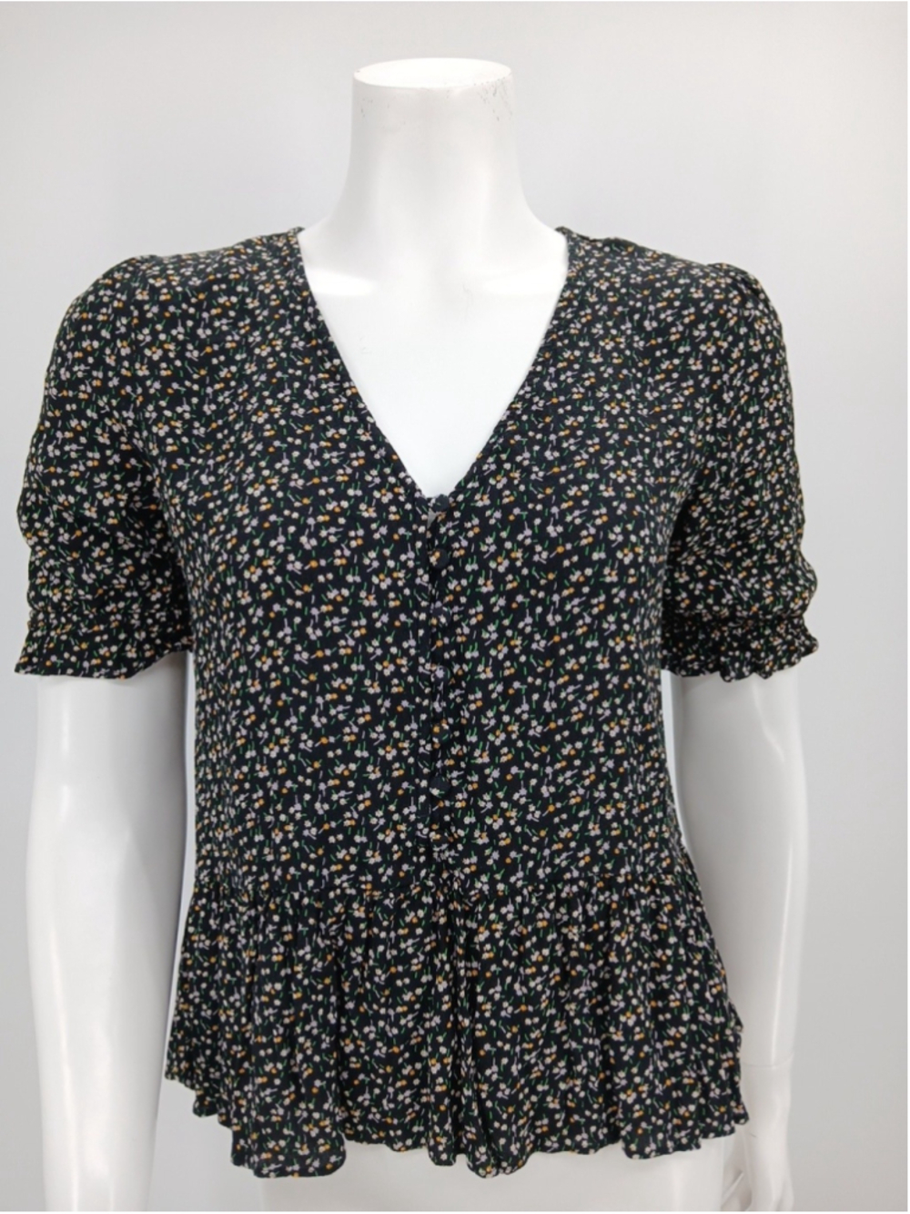 Madewell Courtyard Ruffle-Hem Top in Playground Posies Floral Multicolor Viscose